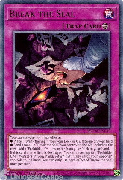 MZTM-EN043 Break the Seal : Rare 1st Edition Mint YuGiOh Card