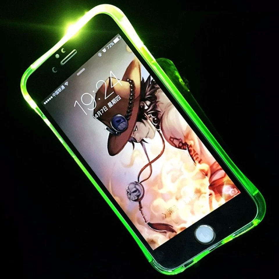 Handy Hülle LED Licht bei Anruf für Handy Apple iPhone XS Grün Case Bumper Cover - Bild 1 von 3