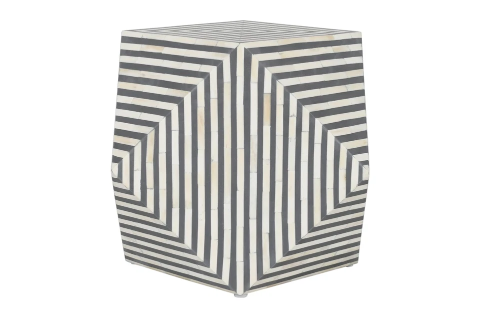 Geometric Bone Inlay Side / End Table  - Image 2 of 4