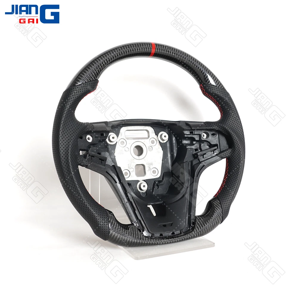 Volante plano deportivo de fibra de carbono real para Chevrolet Camaro 2012-2015 Foto 2 de 4