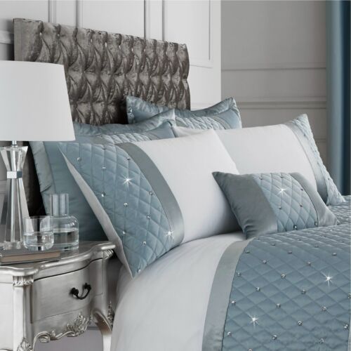 Catherine Lansfield Sequin Cluster Luxury Duvet Cover Bedroom Collection DuckEgg - Picture 40 of 41