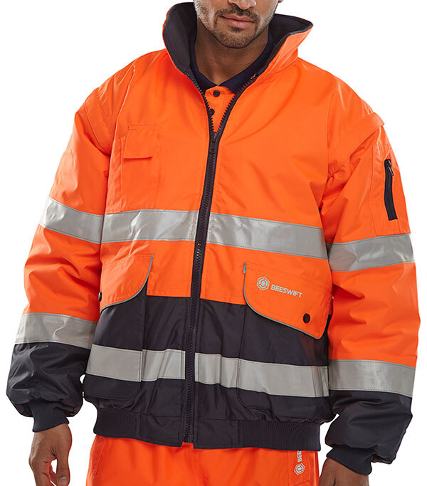 BEESWIFT TWO-TONE HI-VIS EUROPA BOMBER JACKET ORANGE / NAVY S