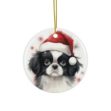 Japanese Chin Puppy - Ceramic Christmas Ornament - Printed in USA