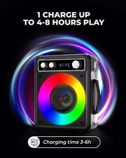 Bluetooth Karaoke Machine with 2 Wireless Microphones with LED Lights