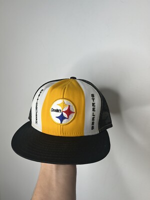 Pittsburgh Steelers AJD Lucky Stripes NFL Vintage 80's Trucker Snapback Cap Hat.