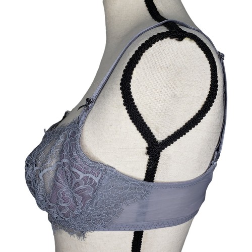 Victoria's Secret Dream Angels Pushup Bra 34D Gray Lace Underwire Unlined - Picture 2 of 5