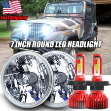 7 Inch Led Glass Headlight Round Original Classic Look Conversion Chrome Pair 7 Inch Led Glass Headlight Round Original Classic Look Conversion Chrome Pair