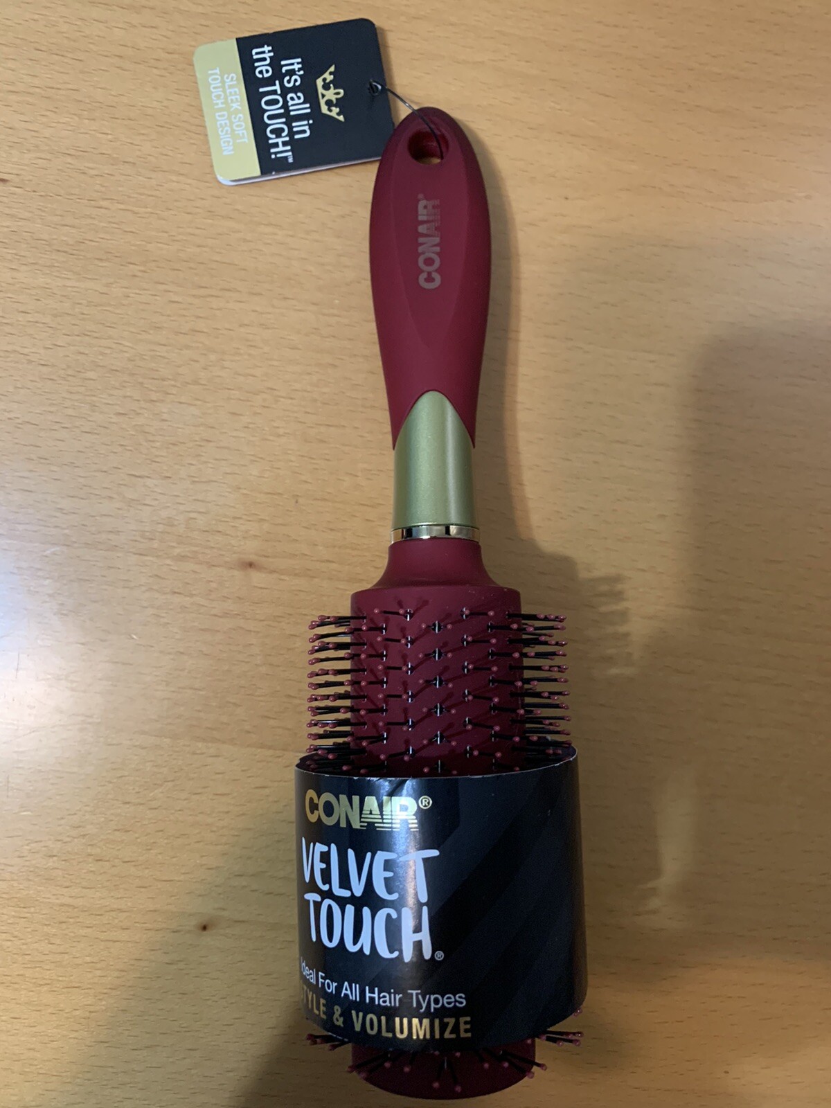 Conair Velvet Touch Round Brush w/ Gold Highlights 9" Double Nylon