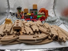 Lot Of 80  The Learning Curve Wooden Train Tracks And Extras