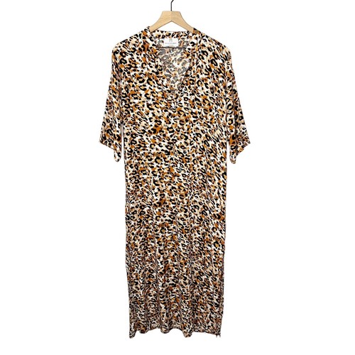 Minha Moubber Marrakech Animal Cheetah Leopard Print Kaftan Maxi Dress Medium