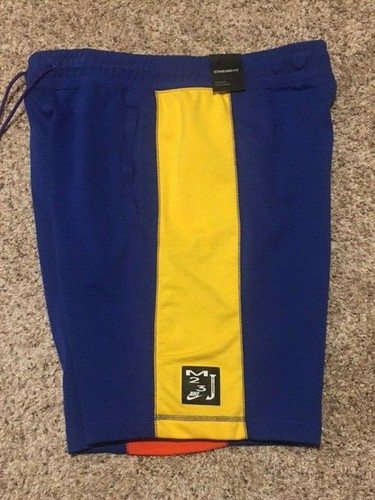Mens Michael Air Jordan Jumpman DNA Fleece Nike Shorts Blue Yellow Orange MJ 23 - Picture 4 of 10