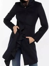 Bnwt Patrizia Pepe Stunning Frilled Navy Coat Size Uk 14 It 46 Rrp 619