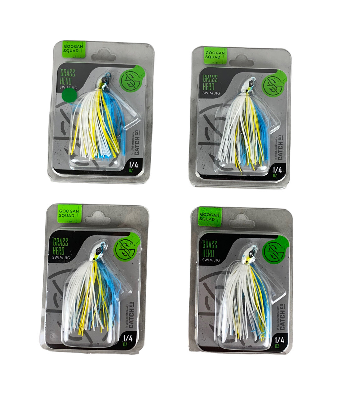 НОВАЯ Лот 4 Googan Squad Grass Hero Swim Jig 1/4 Oz Сексуальная Рыболовная Приманка Shad Blue
