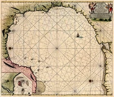 1630s “Sea Chart of the Gulf of Mexico” Vintage Style Gulf Coast Map - 16x20