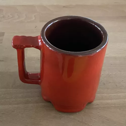 Vintage Frankoma Pottery Flame Red Orange Footed Coffee Mug 1C