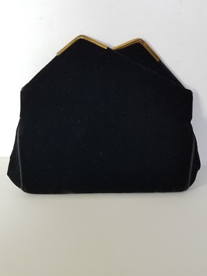 Vintage Castle Purse Black Velvet Evening Clutch Bag Handbag and