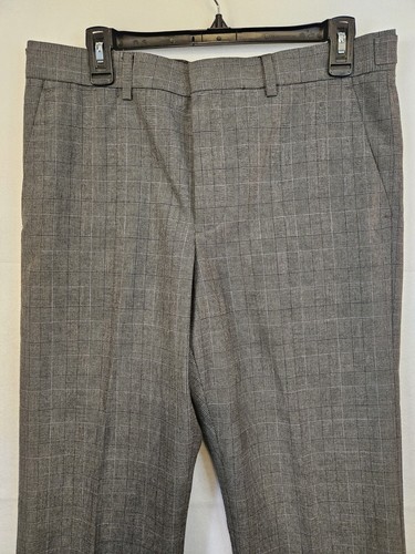 Pantaloni eleganti Express uomo 33x32 grigi produttori pantaloni dritti a quadri davanti piatto - Foto 2 di 10
