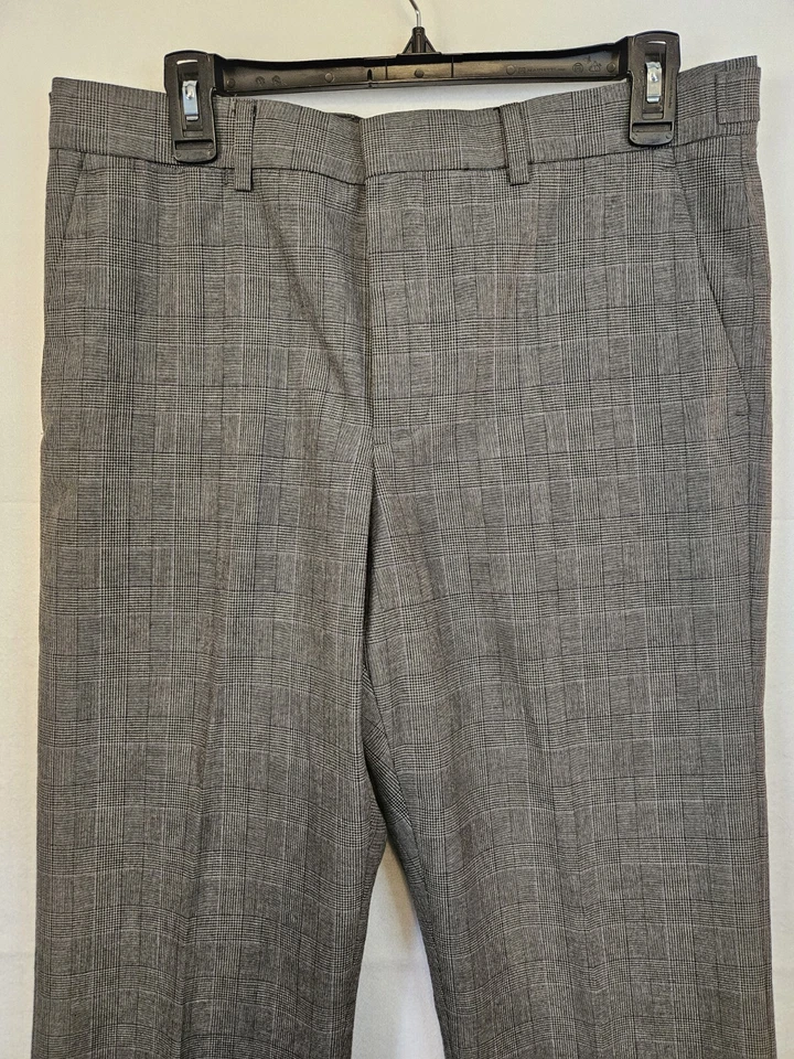 Pantalones de vestir Express para hombre 33x32 gris productor pantalones rectos a cuadros frente plano Foto 2 de 4