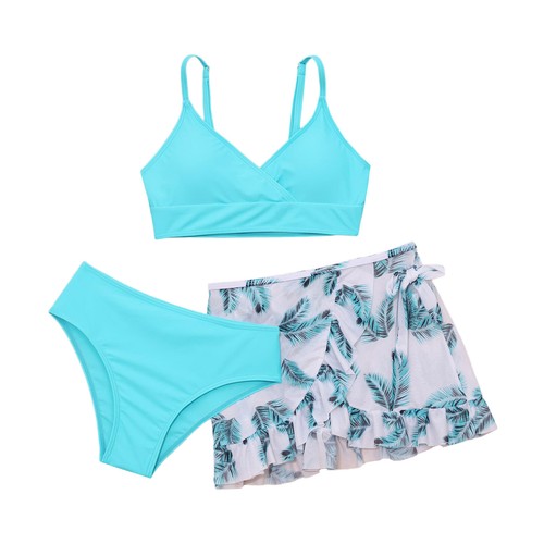 Girls Bikini Set with Cover Beach Skirts Swimsuit Quickly Dry Beach Bathing Suit - Picture 9 of 43