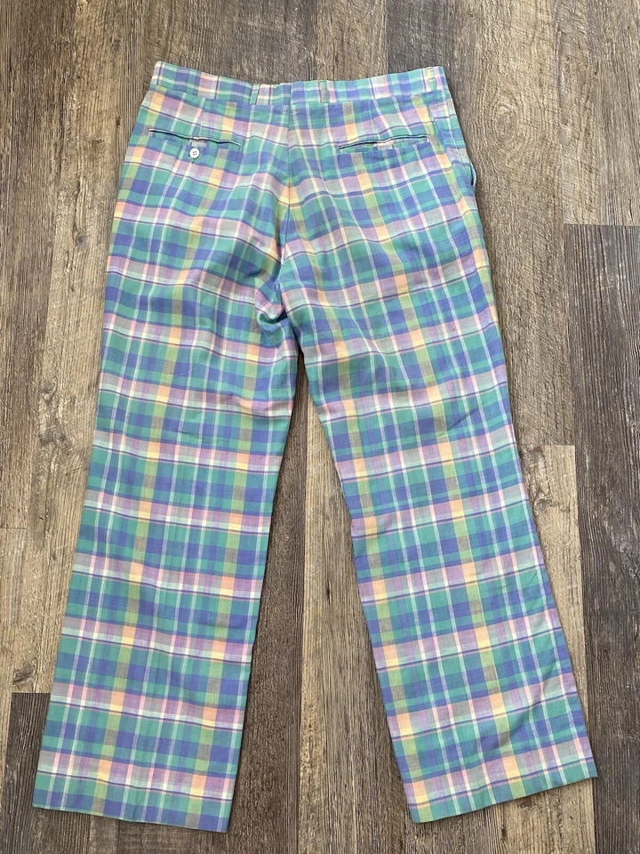 Винтажные опрятные штаны для гольфа Mark Fore & Strike By Corbin Madras в клетку с когтями 34x28 - Изображение 4 из 4