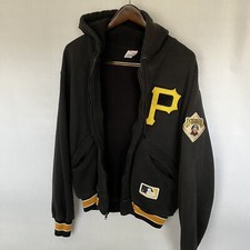 Vintage Signatures Eds West MLB Pittsburgh Pirates Letter Jacket Hood Sz M RARE