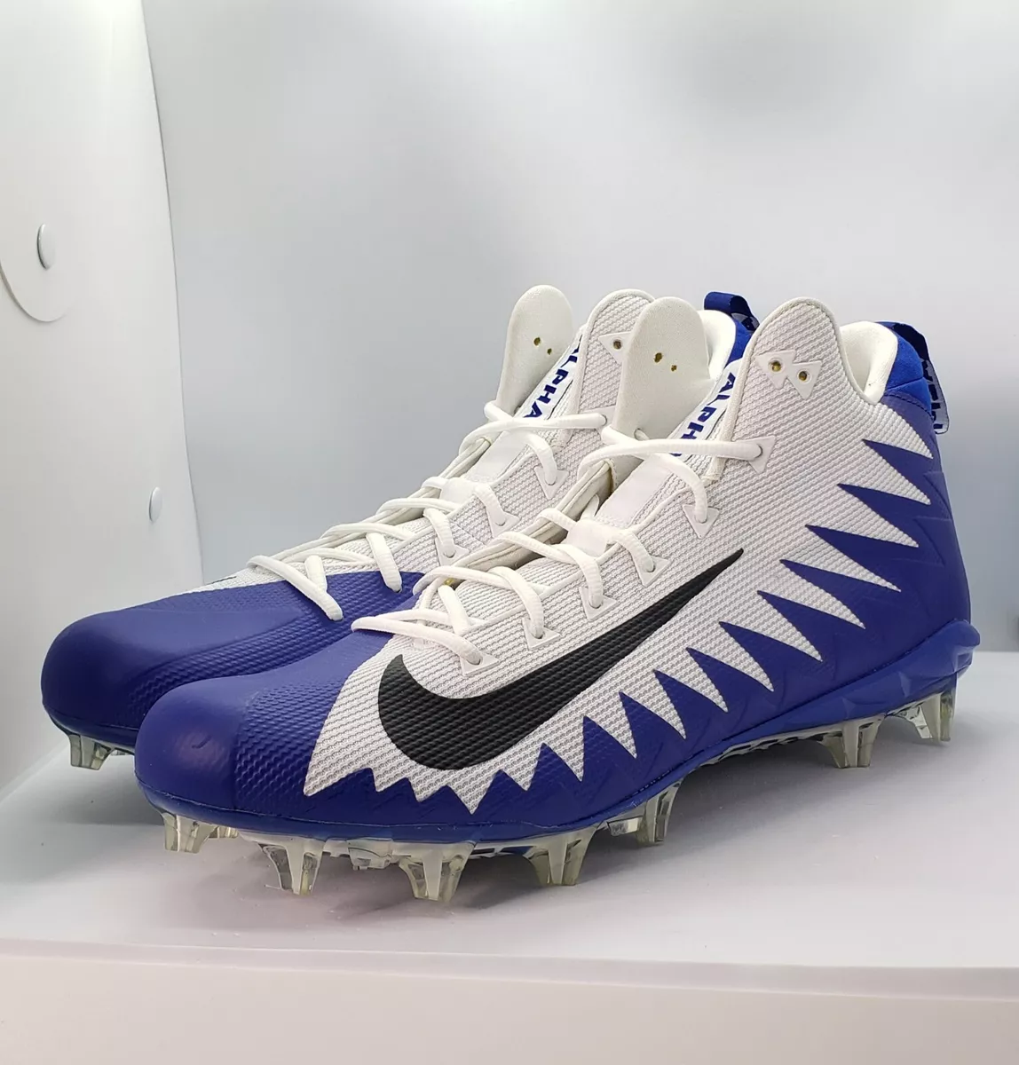 NEW Nike Alpha Menace Mid TD Football Cleats AJ6604-105 Wht/Blue Mens sz 16 |