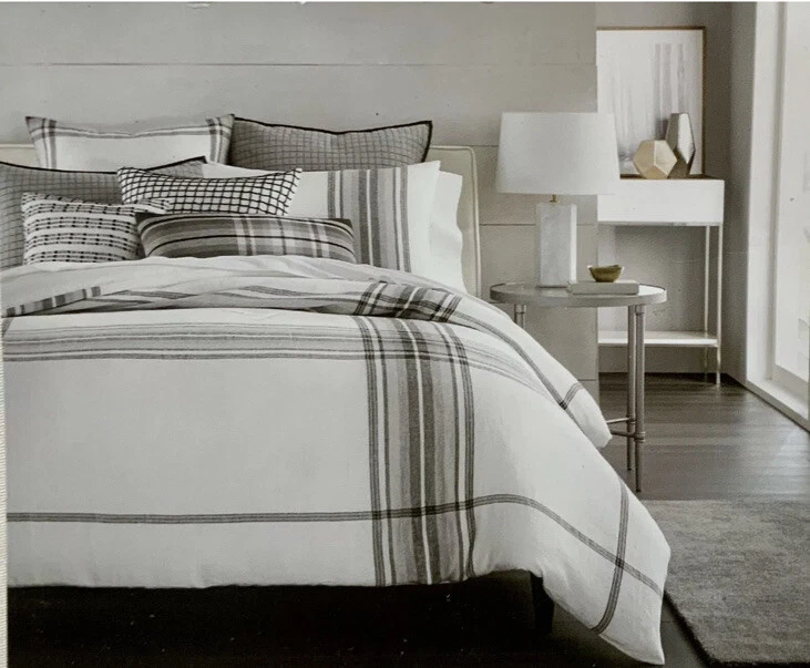 Funda nórdica F/Queen de lino a cuadros Hotel Collection + 2 soportes. fundas + almohada decorativa Foto 2 de 4