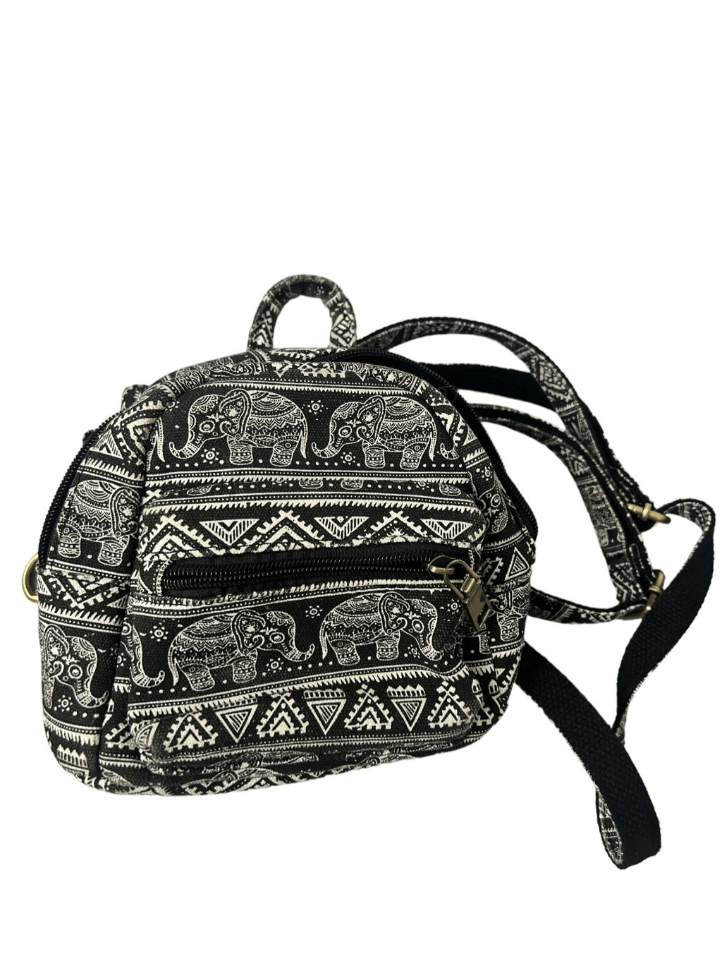 Black Aztec elephant patterned mini backpack hand… - image 7