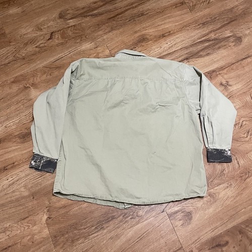 Quail Unlimited Hunting Beige Camo Shirt Men Size Measured Shooting Shoulder Pad - Picture 2 of 10