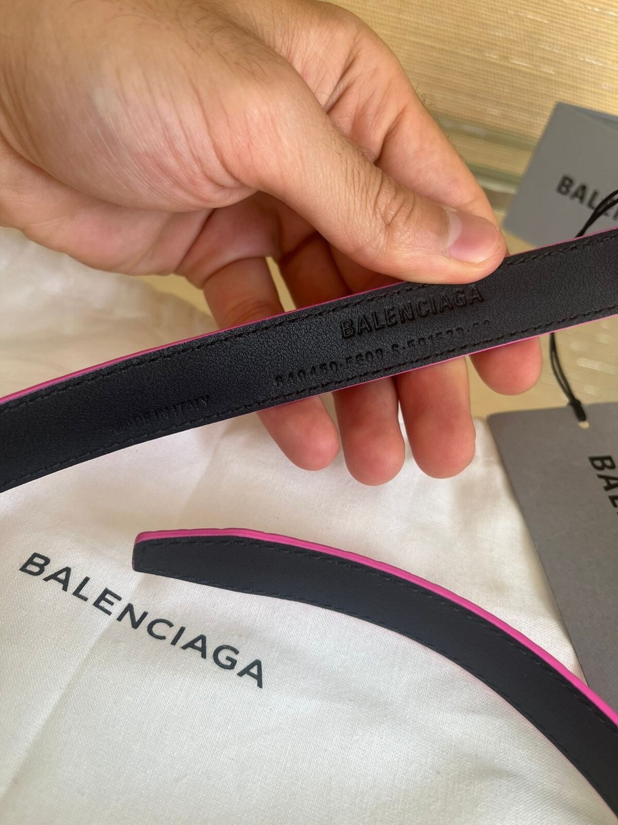 Balenciaga , BB Logo Pink Crocodile Embossed Croc Belt Hot