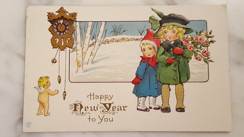 A Happy New Year to You Postcard Featuring Children Posted 1915 - 第 1/4 張圖片