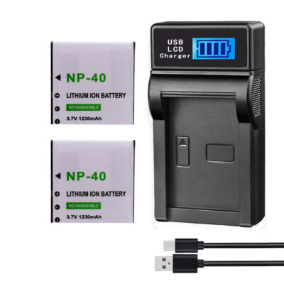 2x NP-40 Li-ion Battery +LCD USB Charger For Ordro Z20 Z80 Z8P Digital DV Camera
