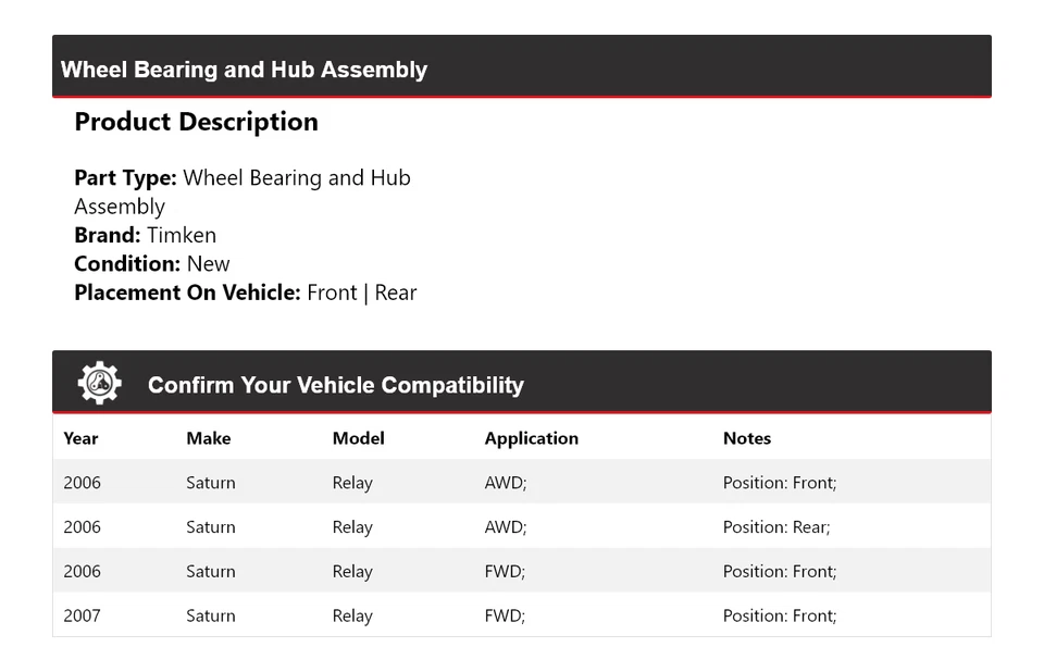 For 2006-2007 Saturn Relay Wheel Bearing and Hub Assembly Timken - Image 2 of 4