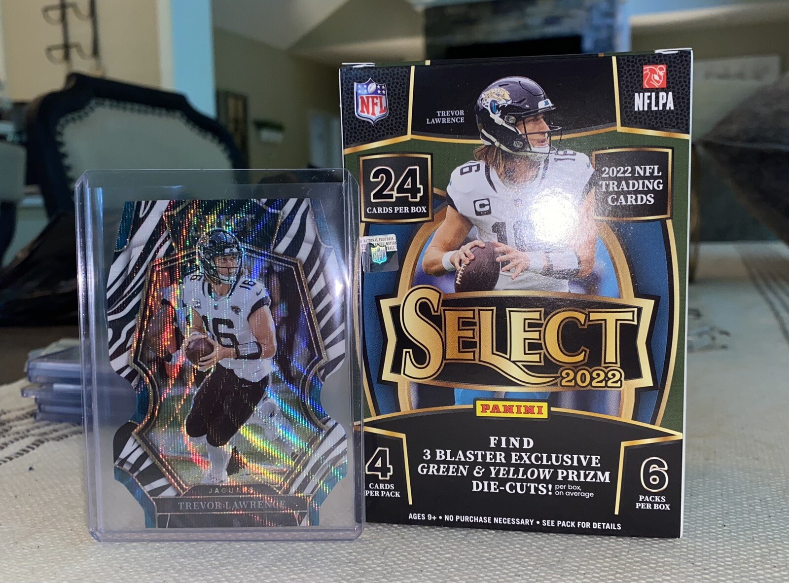 2022 Panini Select Trevor Lawrence Premier Level Zebra Die-Cut Prizm. Case Hit.