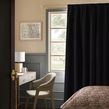 Threshold Henna Blackout & Lined Single Black Window Curtain Panel 50" x 63"