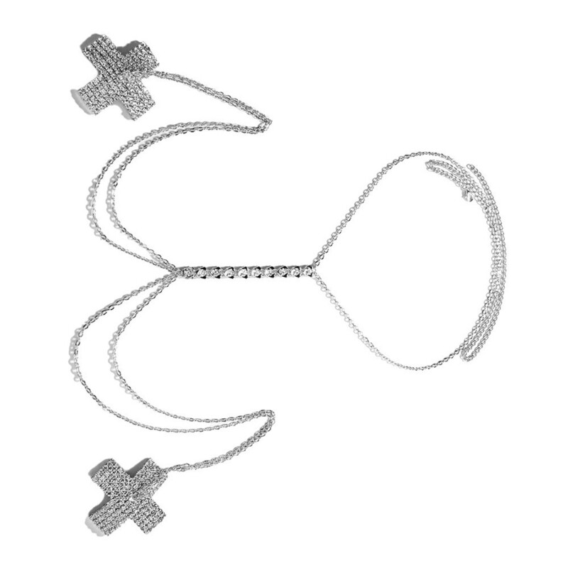 Rhinestones Nipple Cover Crystal Pasties Chain Bra Body