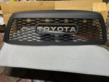 Upgrade Front Bumper Grille For 2008-2018 Sequoia Grill W/ 4 LED Lights Black