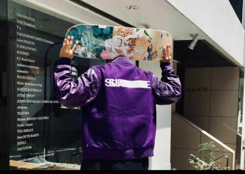 Supreme Motion Box Logo Varsity Hooded Sweatshirt purple FW18 Mens