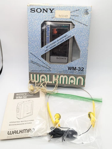 Sony Walkman WM-32 Silver In Box Vintage- Not working