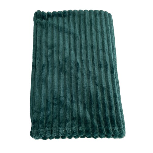 Flannel Fuzzy Toddler Blanket Warm Lightweight Reversible Stripes Green 30x40 NE