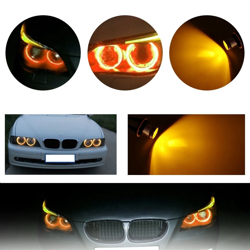 Anillo halo ámbar LED ojos de ángel marcador luz bombillas sin errores aptas para BMW E39 E60 Foto 4 de 4