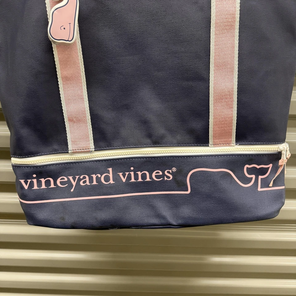 Vineyard Vines Tote Bag Womens Large Navy Pink Whale Beach Pool Target Collab - Image 4 of 4