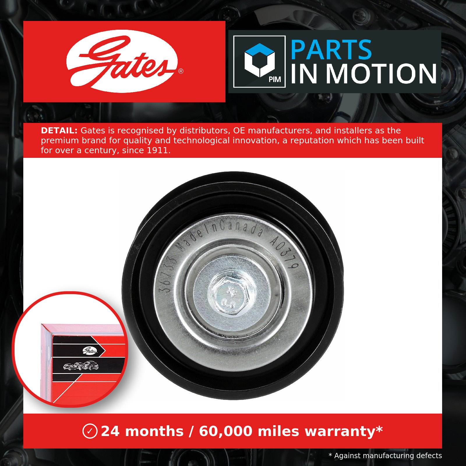 Aux Belt Idler Pulley fits FORD KUGA Mk2 2.5 2014 on YTMA Guide Deflection Gates - Image 5