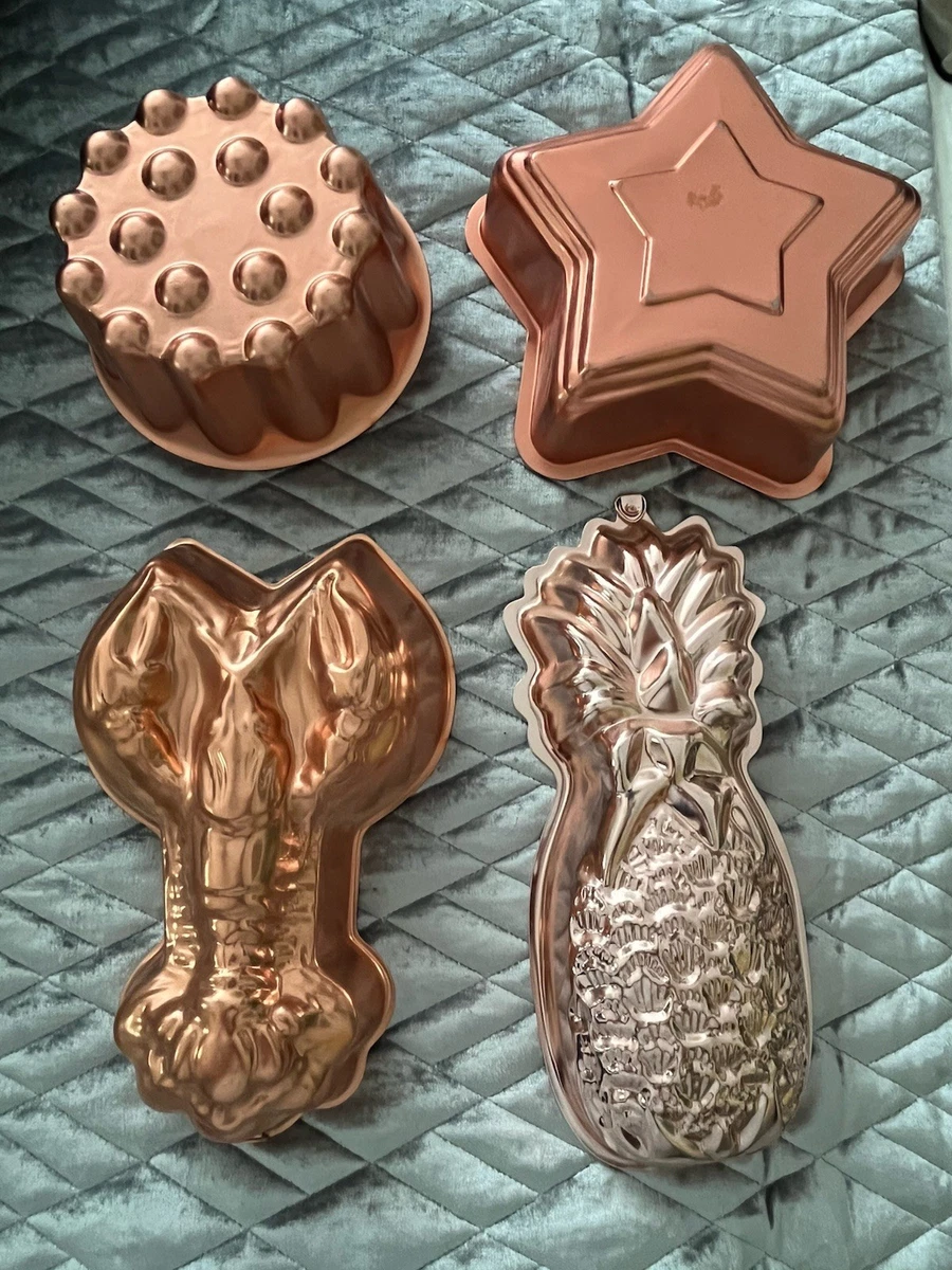 Lot De 4 Mini Moules à Gâteau Et Tartelettes En Aluminium Vintage Jell-O 10x4 Cm