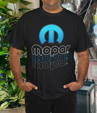 Mopar Emblem Three Color MOPAR Script Black T-Shirt