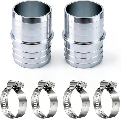 1-1/2 Inch Hose Barb Splice Coupler Repair Fitting, 2 Pack Aluminum Hose Barb Fi