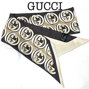 Foulard Gucci imbriqué soie marron