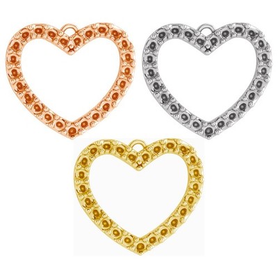 10K 14K 18K Gold, Platinum & Silver 1 mm Round Accented Heart Dangle