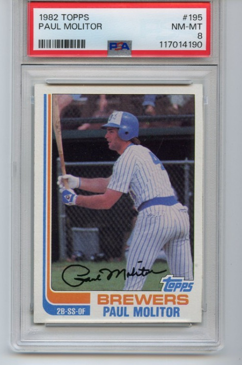 1982 Topps PAUL MOLITOR # 195 PSA 8 NM-MT baseball card Brewers