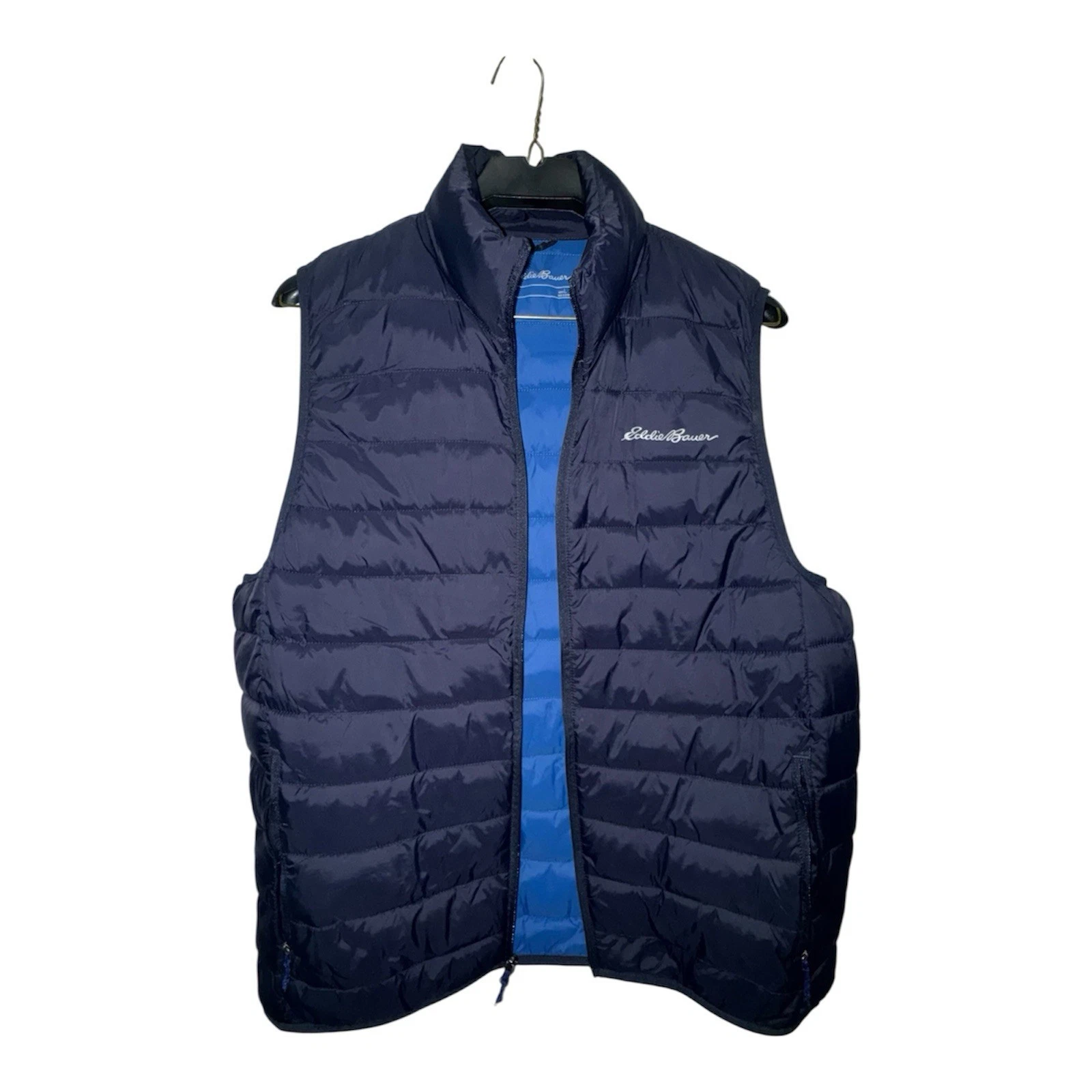 Eddie Bauer Vest Men’s L Navy Quilted Lightweight Travel Layering Fall Spring